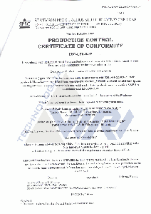 Production Control Certificate of Conformity